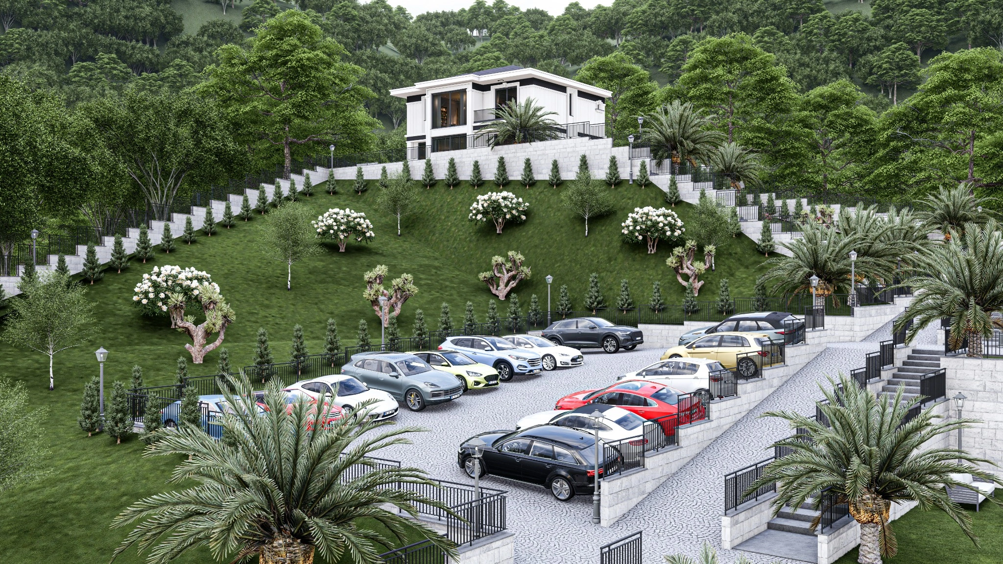 Perla Land guest parking area