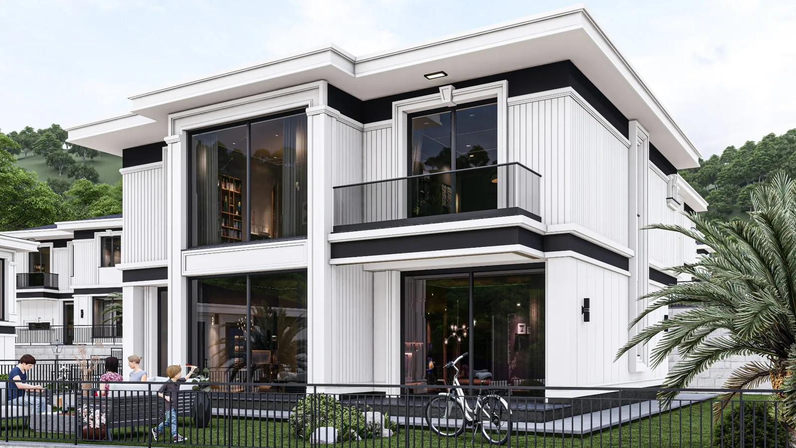 Side villa and garden view
