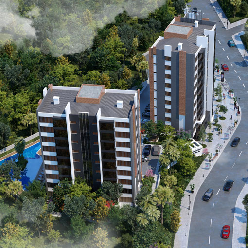 La Vida City aerial street façade