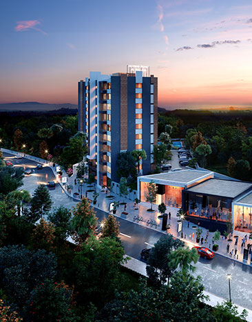 La Vida City evening aerial view